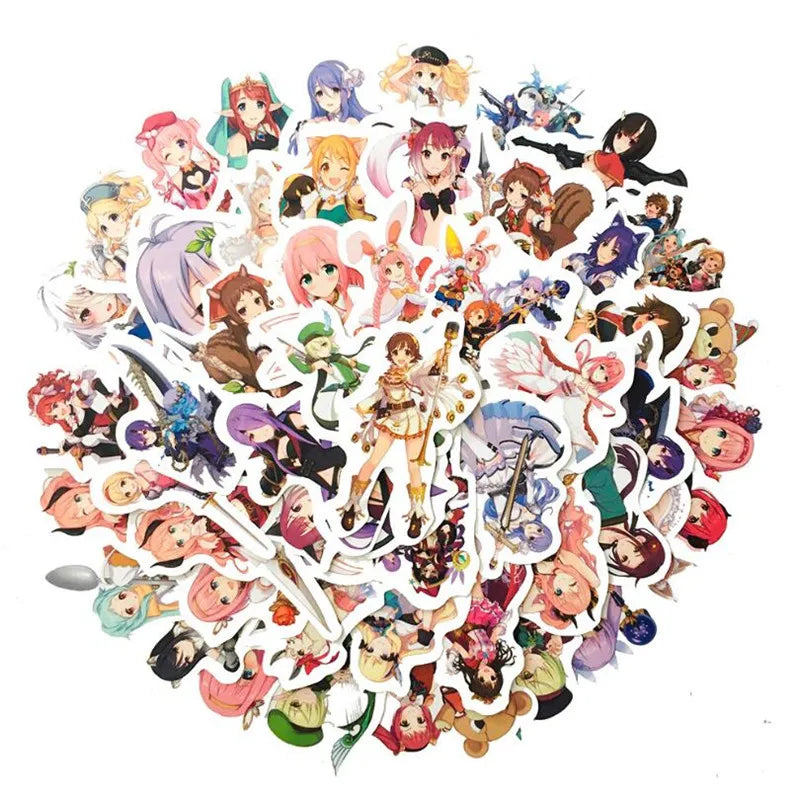 50PCS cartoon animation craft princess decorative style graffiti stickers, personalized, fashionable, creative and trendy DIY exquisite decorative decal cups, helmets, skateboard popular sticker toys