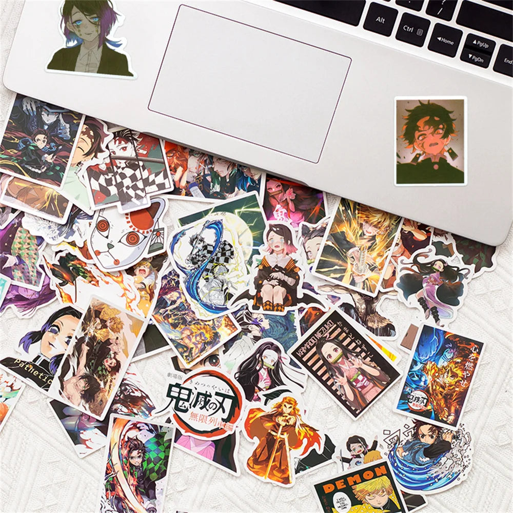 50PCS Cartoon Anime Ghost Slayer Graffiti Sticker Skateboard Trolley Case Laptop Children Gift PVC Sticker