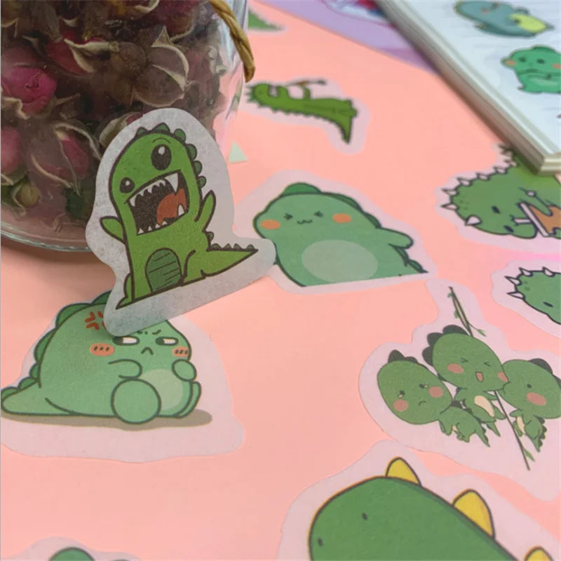 40PCS Cartoon Cute Little Dinosaur Hand Account Diary Atlas Stickers Diy Decoration and Paper Decoration Toys Wholesale