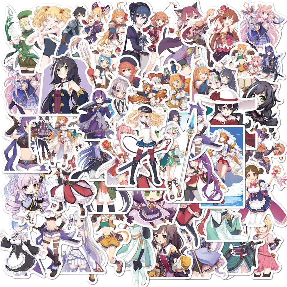 50PCS Cartoon Japanese anime princess Link series decorative style graffiti stickers, personalized, fashionable and creative DIY exquisite decorative decals, suitable for cups, helmets, skateboards and popular sticker toys