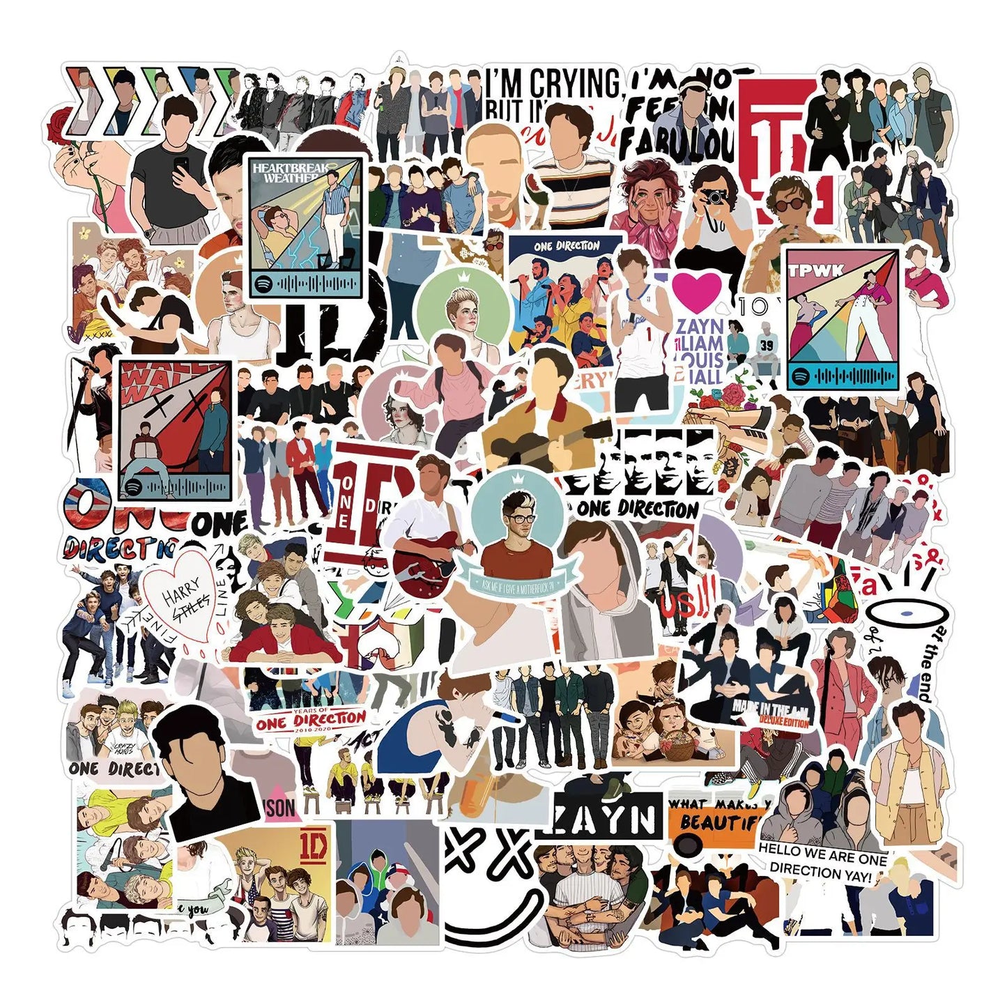 50PCS One Direction Band Suitcase Notebook Mobile Phone Skateboard Refrigerator Helmet Graffiti WaterproofSticker