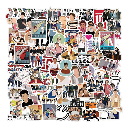 50PCS One Direction Band Suitcase Notebook Mobile Phone Skateboard Refrigerator Helmet Graffiti WaterproofSticker