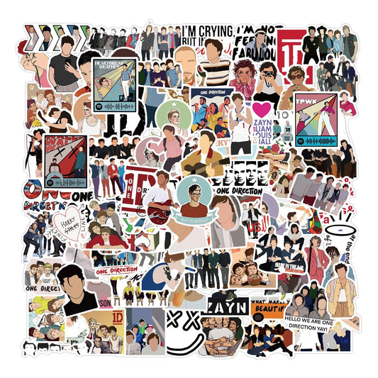 50PCS One Direction Band Suitcase Notebook Mobile Phone Skateboard Refrigerator Helmet Graffiti WaterproofSticker