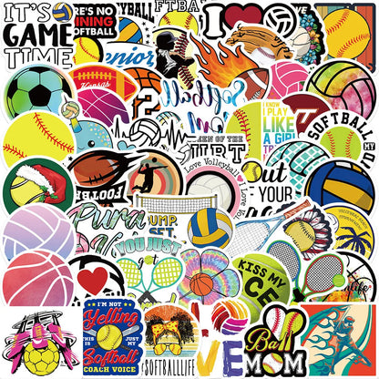 50PCS Cartoon Ball Games Collection Graffiti Waterproof Sticker Trunk Guitar Refrigerator Car  WaterCup