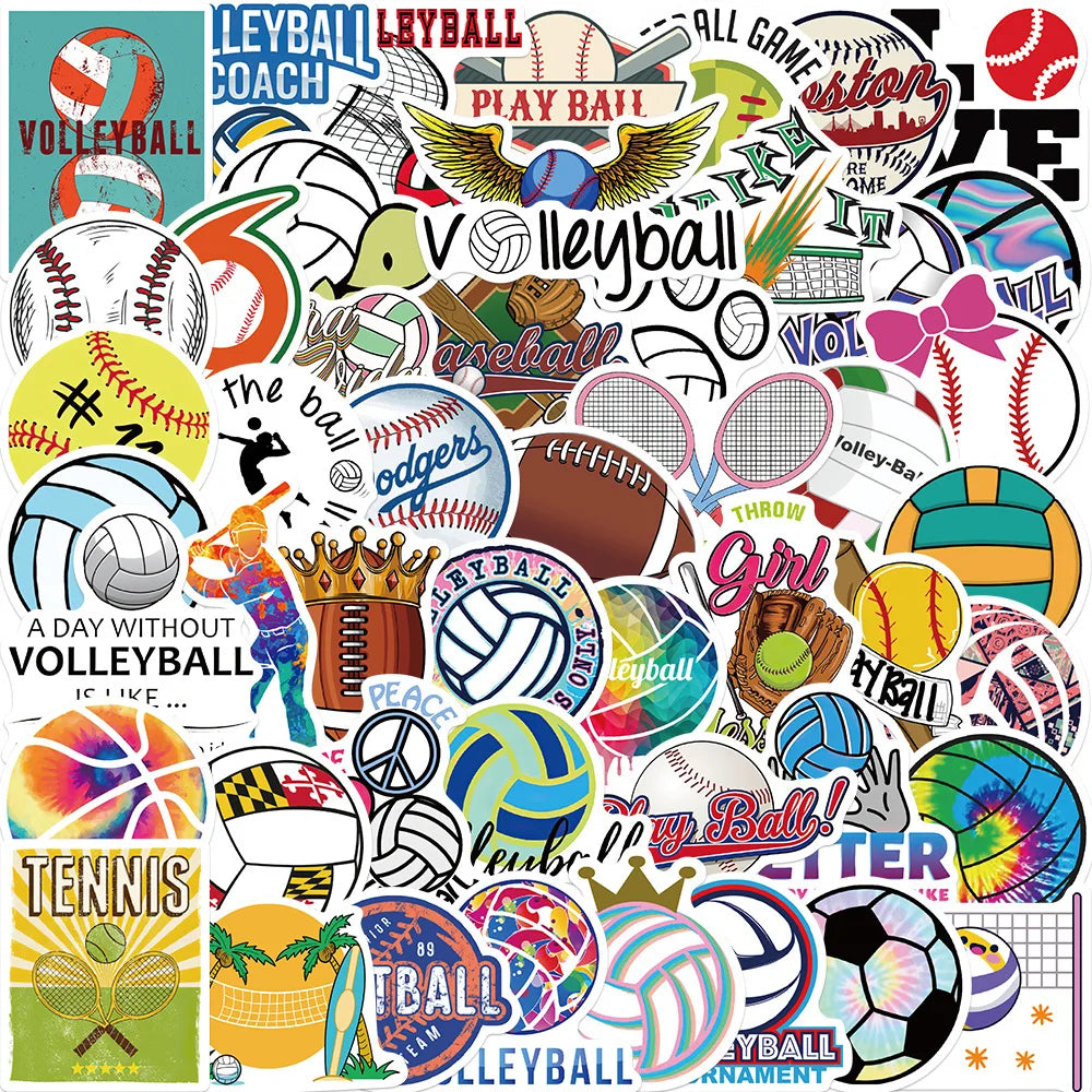 50PCS Cartoon Ball Games Collection Graffiti Waterproof Sticker Trunk Guitar Refrigerator Car  WaterCup