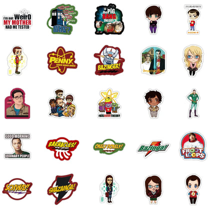 50pcs Cartoon TV Series The Big Bang Theory Stickers Graffiti for Luggage Laptop Notebook Decal Fridge  Sticker