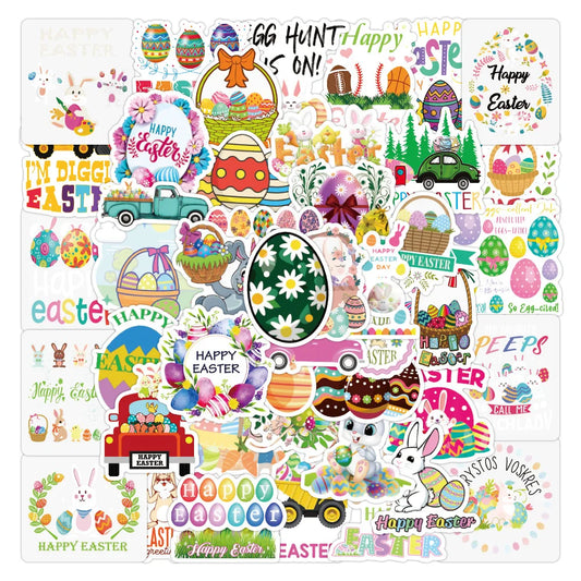 50PCS New Colored Egg Rabbit Easter Cartoon Personalized Graffiti Sticker Car Trunk Helmet RefrigeratorWaterproof
