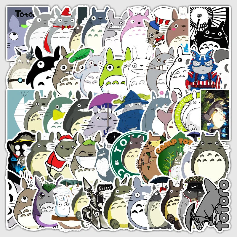 50PCS cartoon cute My Neighbor Totoro stickers, personalized DIY luggage, phone cases, tablet computers, motorcycle and car waterproof decorative stickers toys