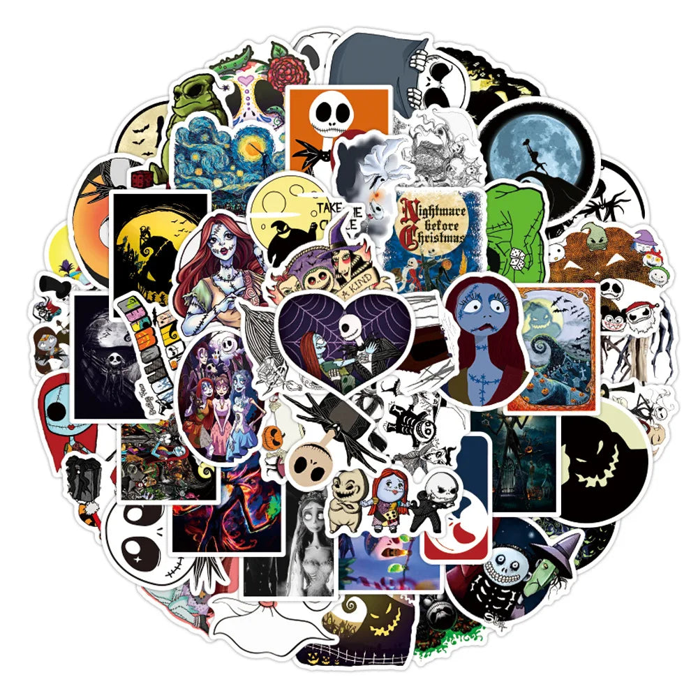 50PCS Cartoon Film and Television Christmas Fright Night Graffiti Stickers Personalized Fashion Creative Trend DIY Exquisite Decorative Decals for Cups Helmets Skateboards Popular Stickers Toys