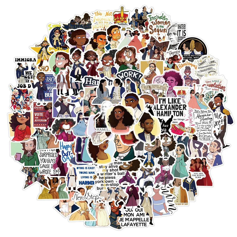 50PCS Hamilton Musical Graffiti Waterproof Sticker Suitcase Notebook Refrigerator Skateboard StationeryBox Helmet