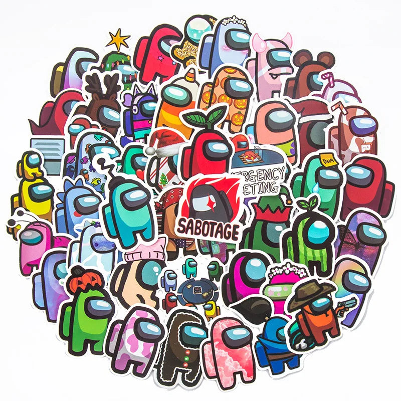 50pcs Popular Game Amongus Luggage Sticker Notebook Helmet Waterproof Graffiti Toy Sticker
