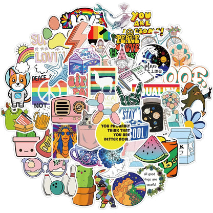 50PCS New Cartoon Stickers Decorative Luggage Motorcycle Trolley Case Laptop Waterproof Stickers