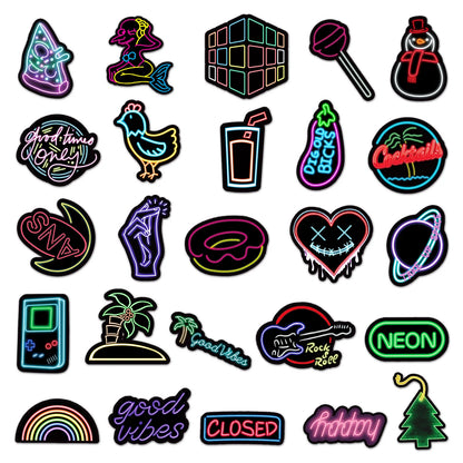 100pcs Popular Animation Neon Light Graffiti Decoration Luggage Compartment Waterproof Sticker