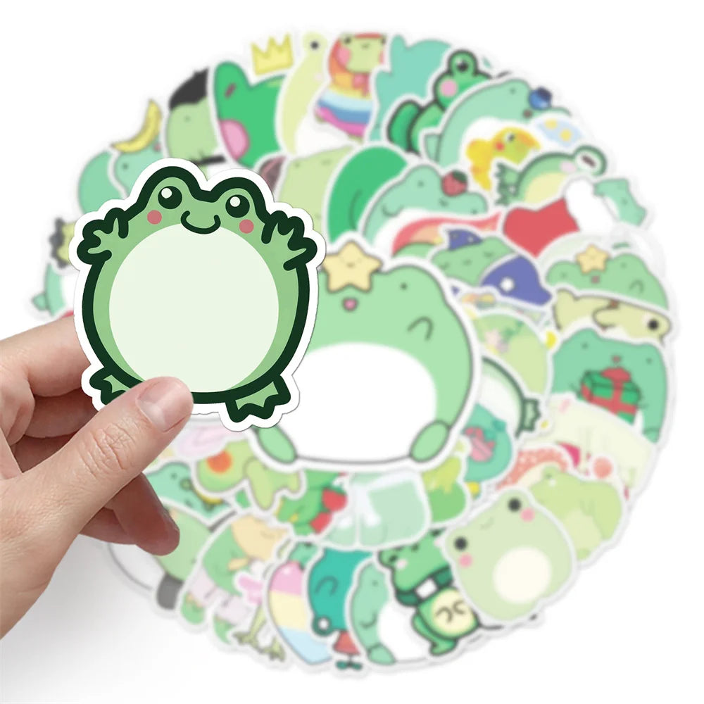 50PCS Frog Creative Cartoon Sticker Scooter Laptop Car Motorcycle Decorative Waterproof Sticker