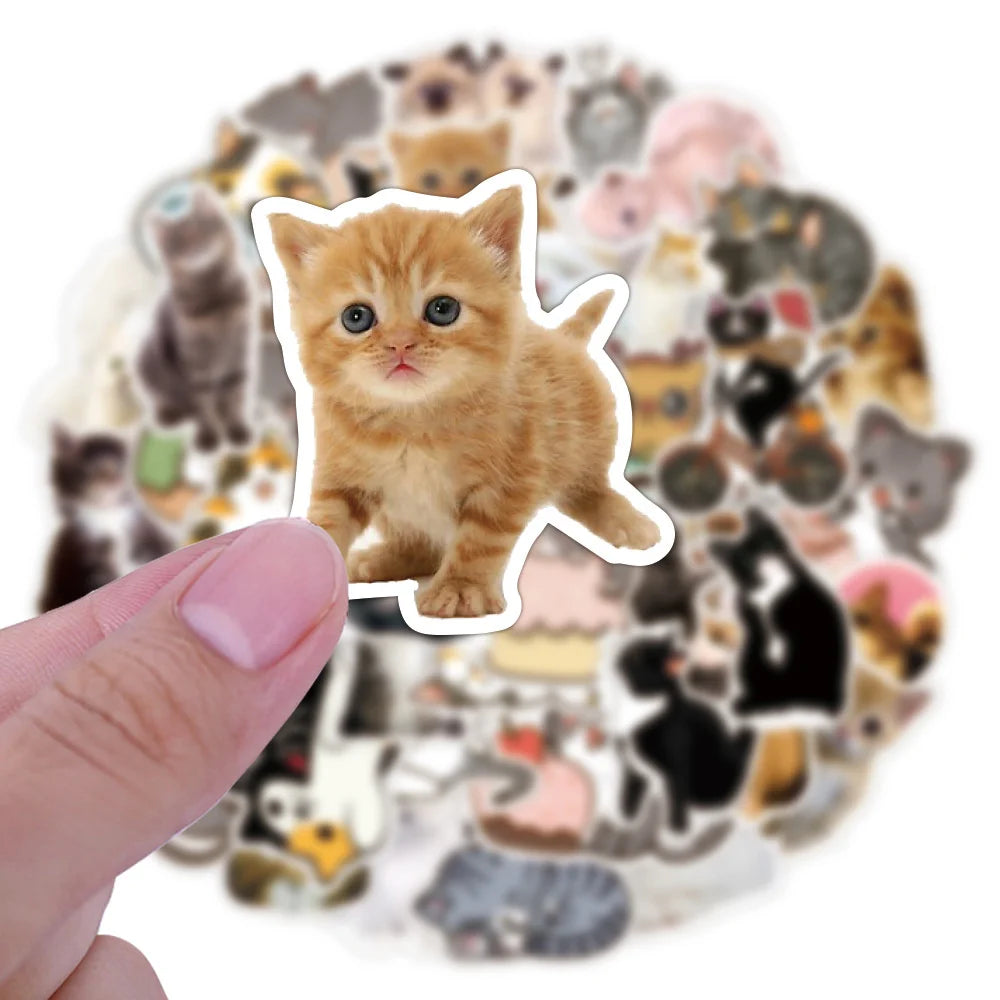 50PCS Cat Cute Graffiti Stickers Suitcase Skateboard Refrigerator Laptop Stickers