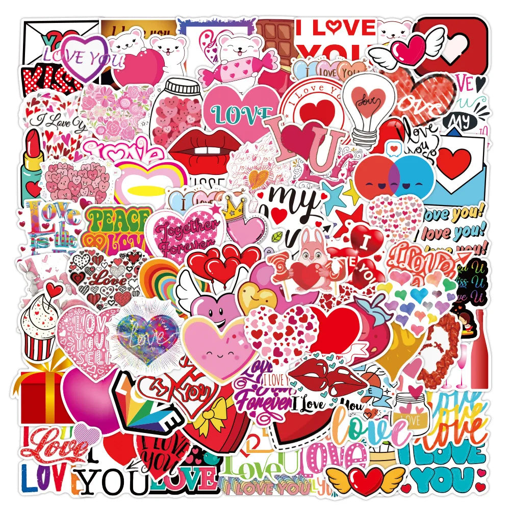 50PCSLOVE Love Valentine's Day Graffiti Waterproof Sticker Notebook Scooter Trolley Case Decoration Sticker