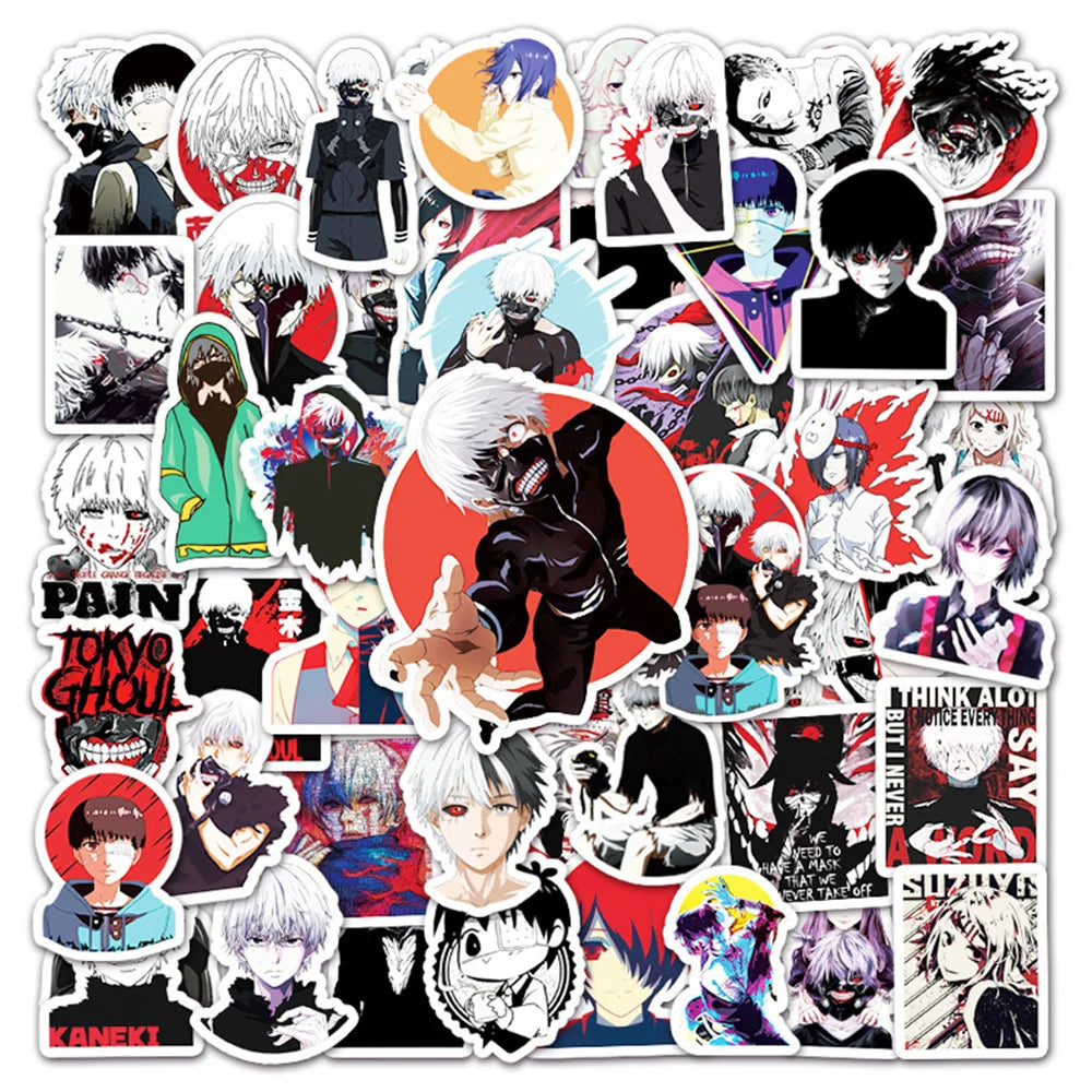 50PCS Anime Tokyo Ghoul Sticker Cool Guitar Skateboard Luggage Notebook Waterproof Helmet Graffiti Sticker
