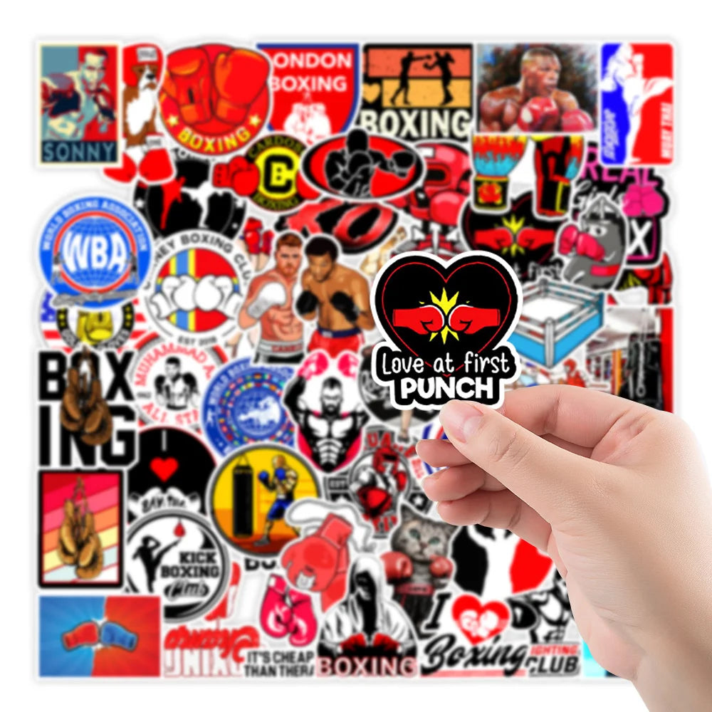 50PCS Boxing Sports Graffiti Stickers Mobile Phone Cabinet Wall Skateboard Luggage Decoration Stickers