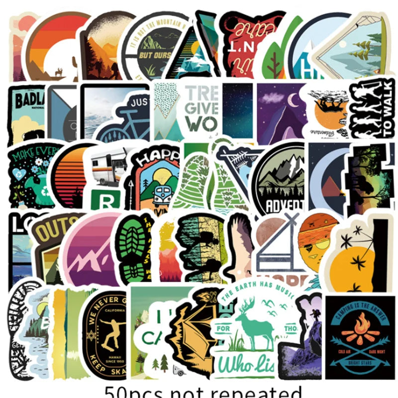 50 Cartoon Outdoor Graffiti Stickers for Decorating Suitcases, Guitars and Laptop Computers as Toys