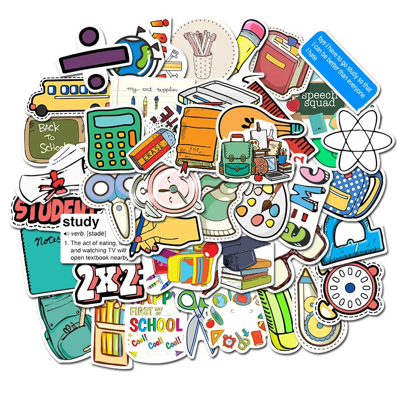 50PCS Creative School Stationery Children's Toys Graffiti Notebook Mobile Phone Manual Sticker Waterproof