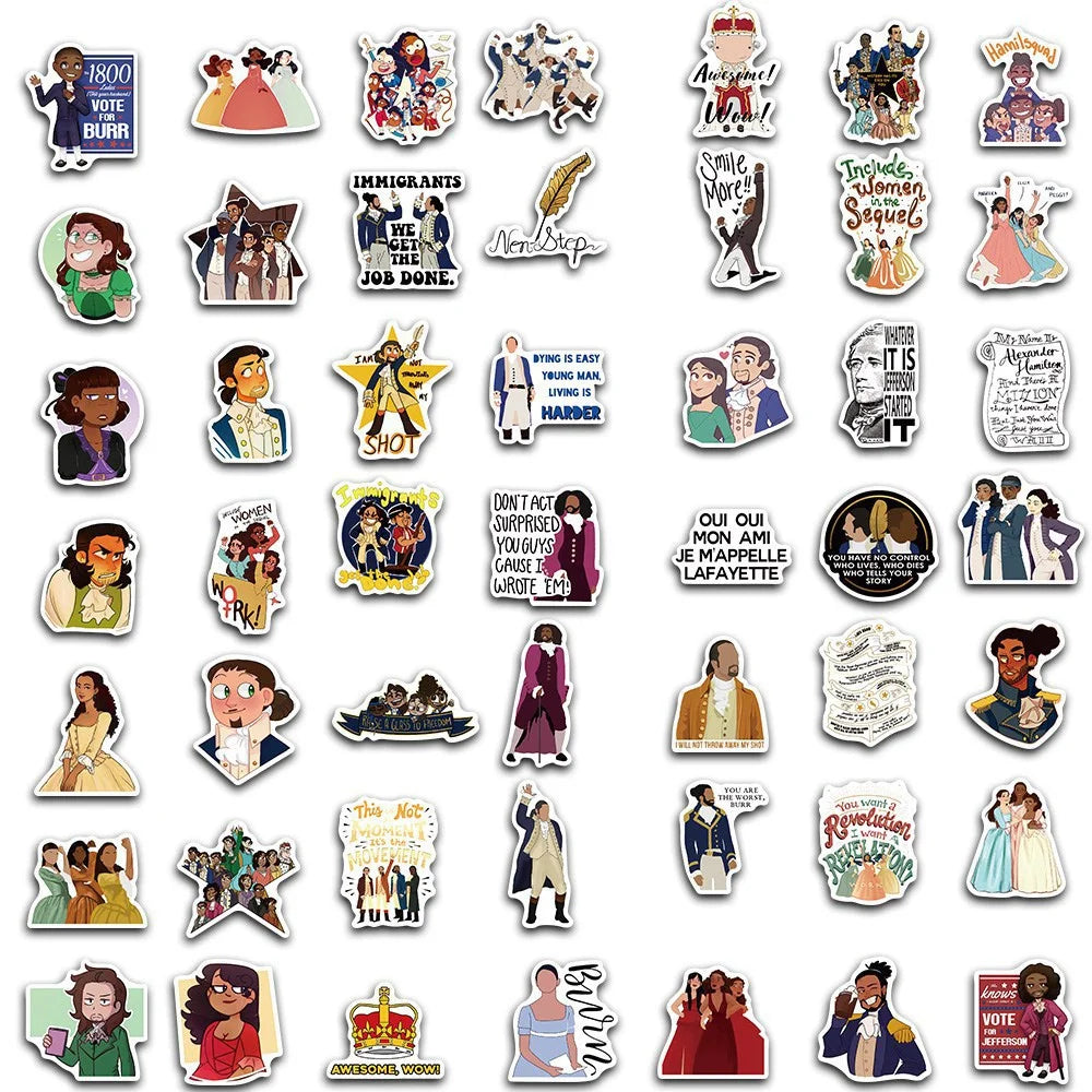 50PCS Hamilton Musical Graffiti Waterproof Sticker Suitcase Notebook Refrigerator Skateboard StationeryBox Helmet