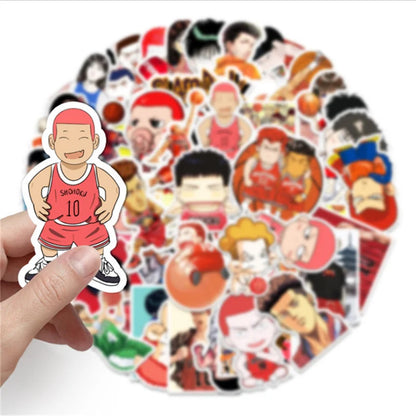 50PCS cartoon and anime character Slam Dunk decorative style graffiti stickers, personalized fashion and creative trend DIY exquisite decorative decal cups, helmets, skateboard popular stickers