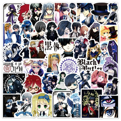 50PCS Cartoon Anime Kuroshitsuji Graffiti Sticker Luggage Laptop Guitar Bike Skateboard Waterproof Sticker