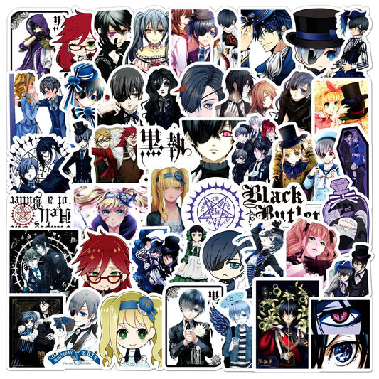50PCS Cartoon Anime Kuroshitsuji Graffiti Sticker Luggage Laptop Guitar Bike Skateboard Waterproof Sticker