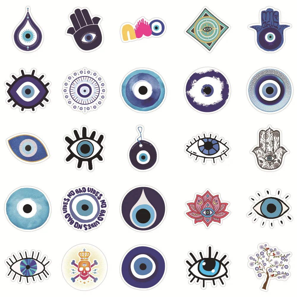 50PCS Evil Eyes Personality Decoration Graffiti Waterproof Sticker Notebook Stationery Box Refrigerator Water Cup