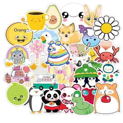 50 pieces of cartoon and fresh animal-style graffiti stickers, personalized, fashionable and creative DIY exquisite decorative decal cups, helmets, skateboard popular sticker toys