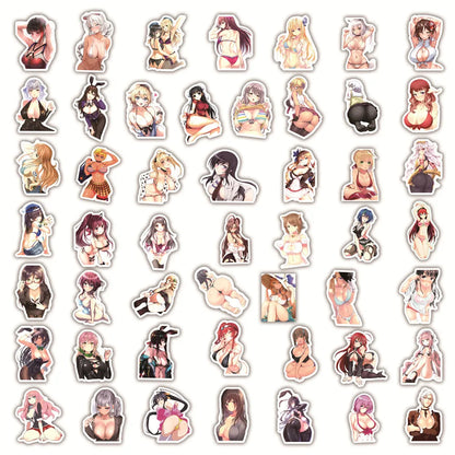 50PCS Anime Two-dimensional Sexy Girl Sticker DIY Laptop Skateboard Mobile Phone Decoration Gift Toy Sticker