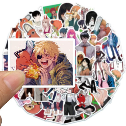 50PCS Anime Chainsaw Man Cartoon Cute Character Graffiti Sticker Suitcase Notebook Decoration Toy