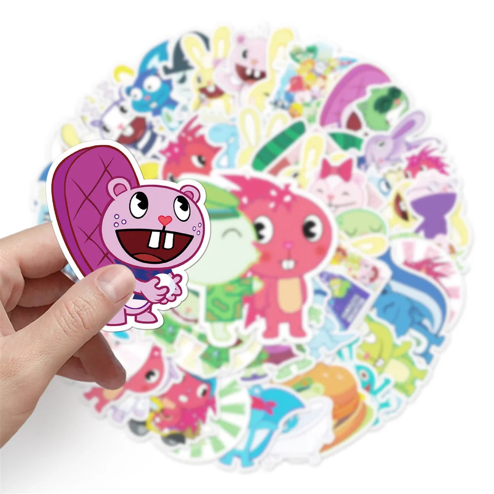 50PCS Happy Tree Friends Luggage Sticker Graffiti Waterproof Suitcase Laptop Decoration Sticker