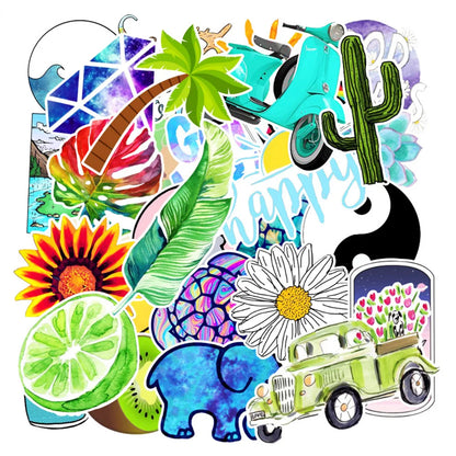50PCS cartoon and fresh series graffiti stickers, personalized DIY trolleys, suitcases, boxes, laptops, skateboards, decorative waterproof stickers and toys