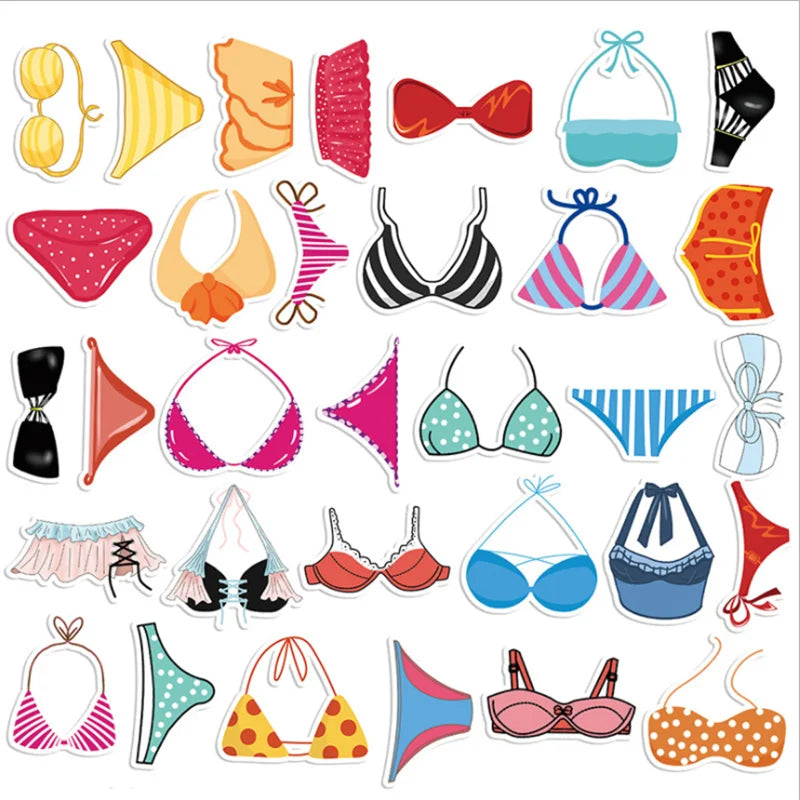 56PCS Sexy Bikini Cartoon Graffiti Stickers Personalized Creative Decorative Stickers Luggage Laptop Guitar Fridge Helmet Fashion Popular Decals Toys