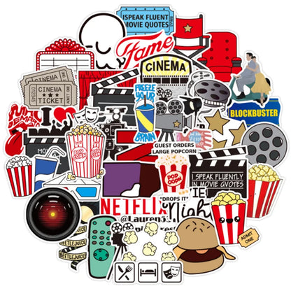 50 pieces of new movie party decoration style graffiti stickers, personalized, fashionable and creative DIY exquisite decorative decal cups, helmets, skateboard popular stickers