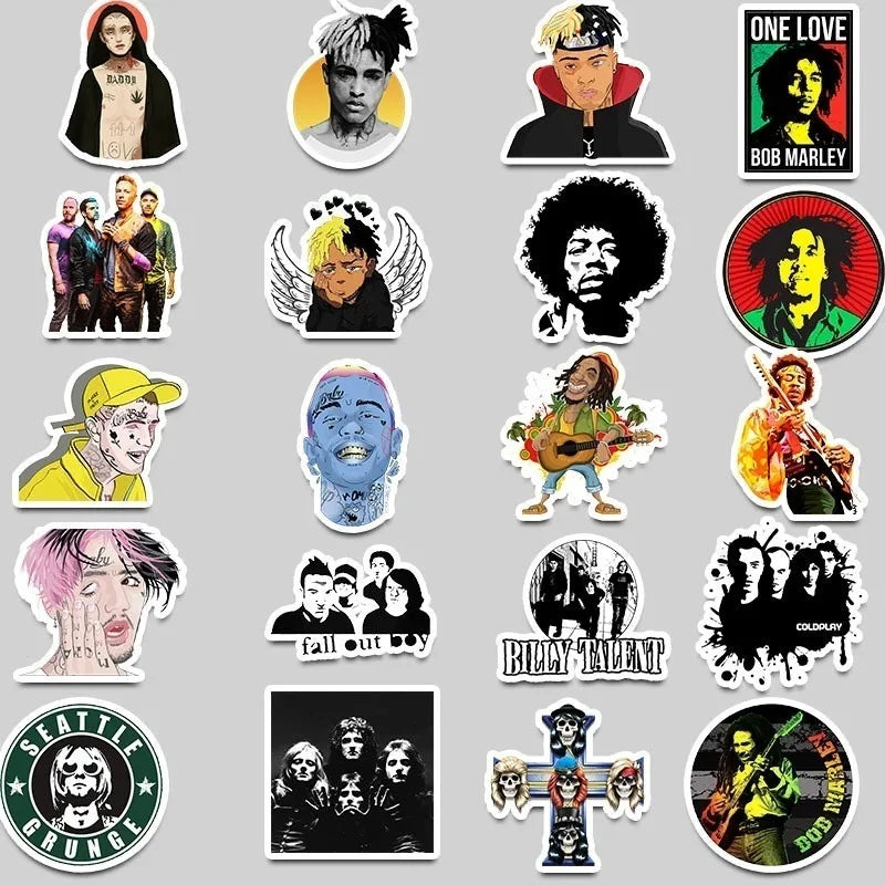 50PCS of fashionable rap character head decoration style graffiti stickers, personalized fashion and creative trend DIY exquisite decorative decal mugs, helmets, skateboard popular sticker toys