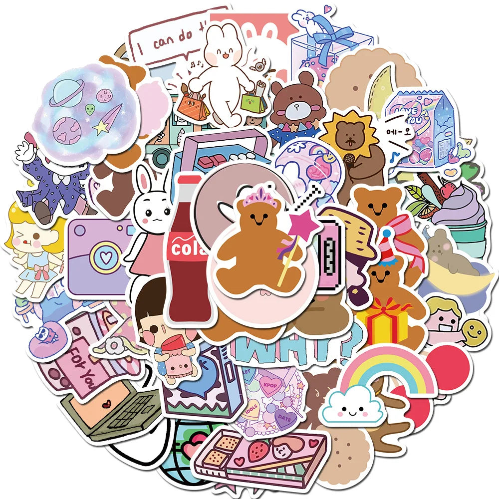 50PCS         InsLovely Girl Bear Graffiti Waterproof Sticker Suitcase Notebook Refrigerator Skateboard Helmet Water Cup