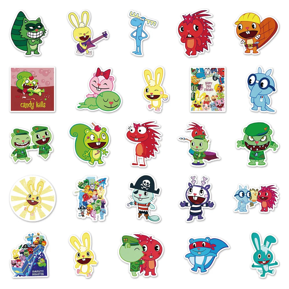 50PCS Happy Tree Friends Luggage Sticker Graffiti Waterproof Suitcase Laptop Decoration Sticker