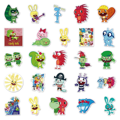 50PCS Happy Tree Friends Luggage Sticker Graffiti Waterproof Suitcase Laptop Decoration Sticker