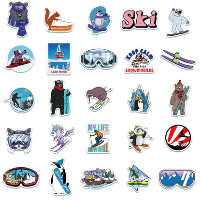 50PCS Cartoon Outdoor Ski Sports Skateboard Graffiti Stickers Notebook Guitar Cup Graffiti Decoration Toys