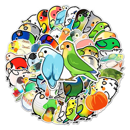 50PCS Cute Parrot Cartoon Personality Creative Decoration Graffiti Waterproof Sticker Notebook Skateboard Helmet