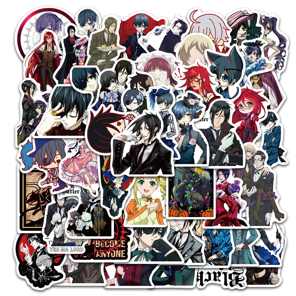 50PCS Black Butler Anime Stickers, Japanese Manga Inspired Butler & Demon Doodles for Fans and Planners