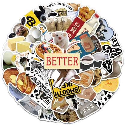 50PCS Cartoon Cow Butter Graffiti Cute Creative Sticker Sticker Scrapbook Suitcase Phone Sticker