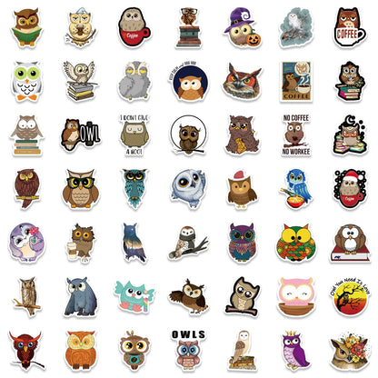 50PCS Cartoon Owl Cute Graffiti Waterproof Sticker Suitcase Notebook Refrigerator Skateboard Stationery Box Helmet