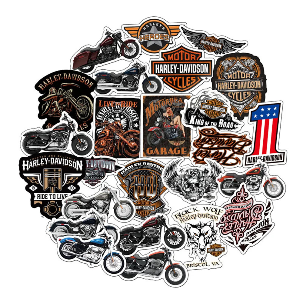 50PCS Retro Motorcycle Theme Decoration Sticker Laptop Guitar Luggage Skateboard Bike Waterproof Sticker