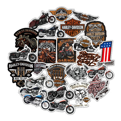 50PCS Retro Motorcycle Theme Decoration Sticker Laptop Guitar Luggage Skateboard Bike Waterproof Sticker