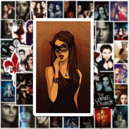 50PCS American TV Series The Vampire Diaries Graffiti Sticker Notebook Water Cup Waterproof Decorative Sticker