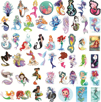 50PCS Cartoon Cute Mermaid Fairy Tale Girl Graffiti Suitcase Laptop Water Cup Toy Decorative Waterproof Stickers