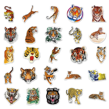 50PCS Tiger Graffiti Stickers Personality Cool Animal DIY Motorcycle Luggage Waterproof Stickers